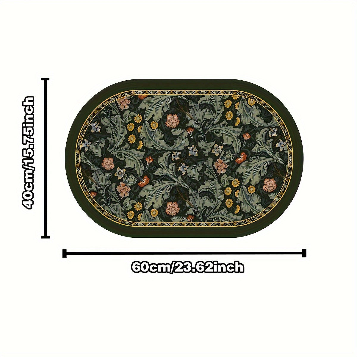 Tapis de salle de bain imprimé acanthe forêt, plat