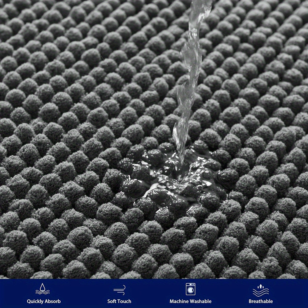 Tapis de salle de bain d'angle en chenille épaisse