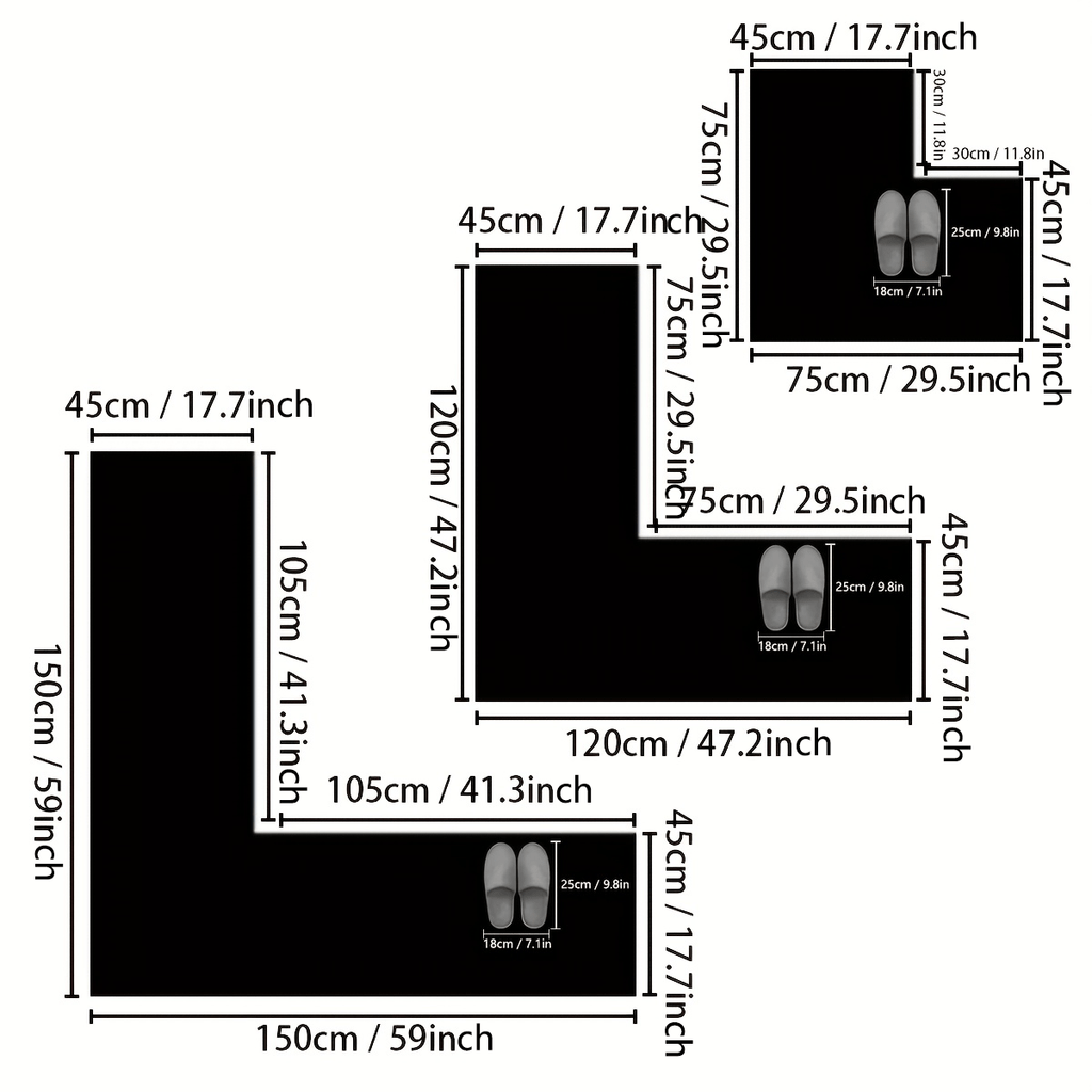 Tapis de salle de bain d'angle en diatomite, plat