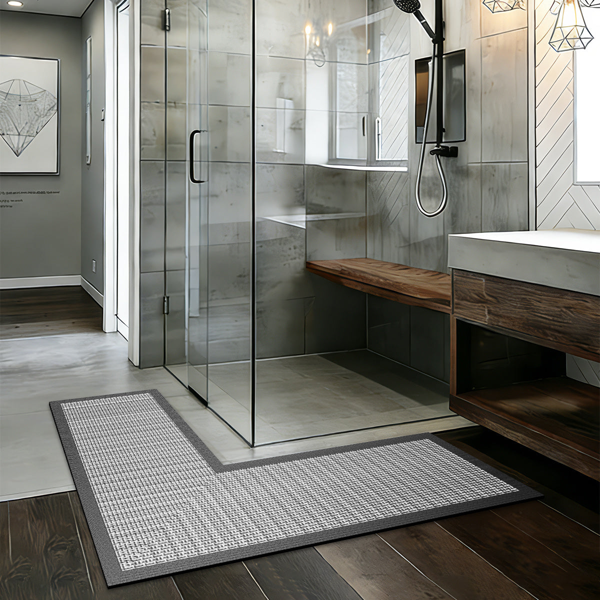 Tapis de salle de bain d'angle en diatomite, plat