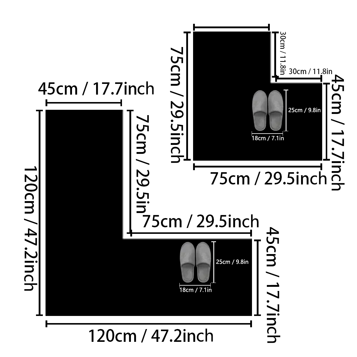 Tapis de salle de bain d'angle à arches zen