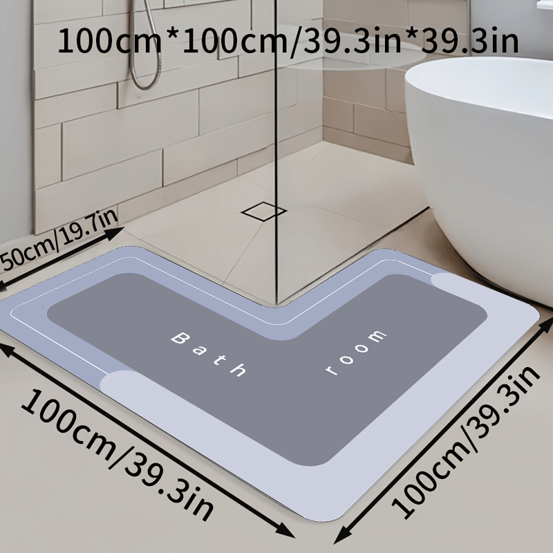 Tapis de salle de bain d'angle ultra plat, au sol