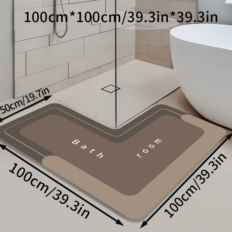 Tapis de salle de bain d'angle ultra plat, au sol