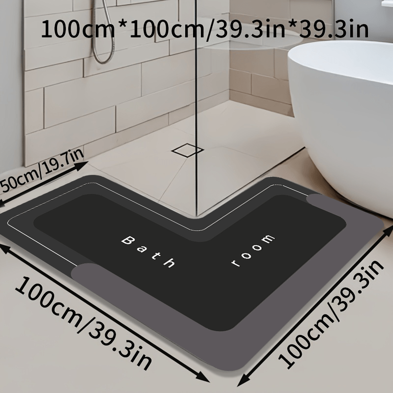 Tapis de salle de bain d'angle ultra plat, au sol