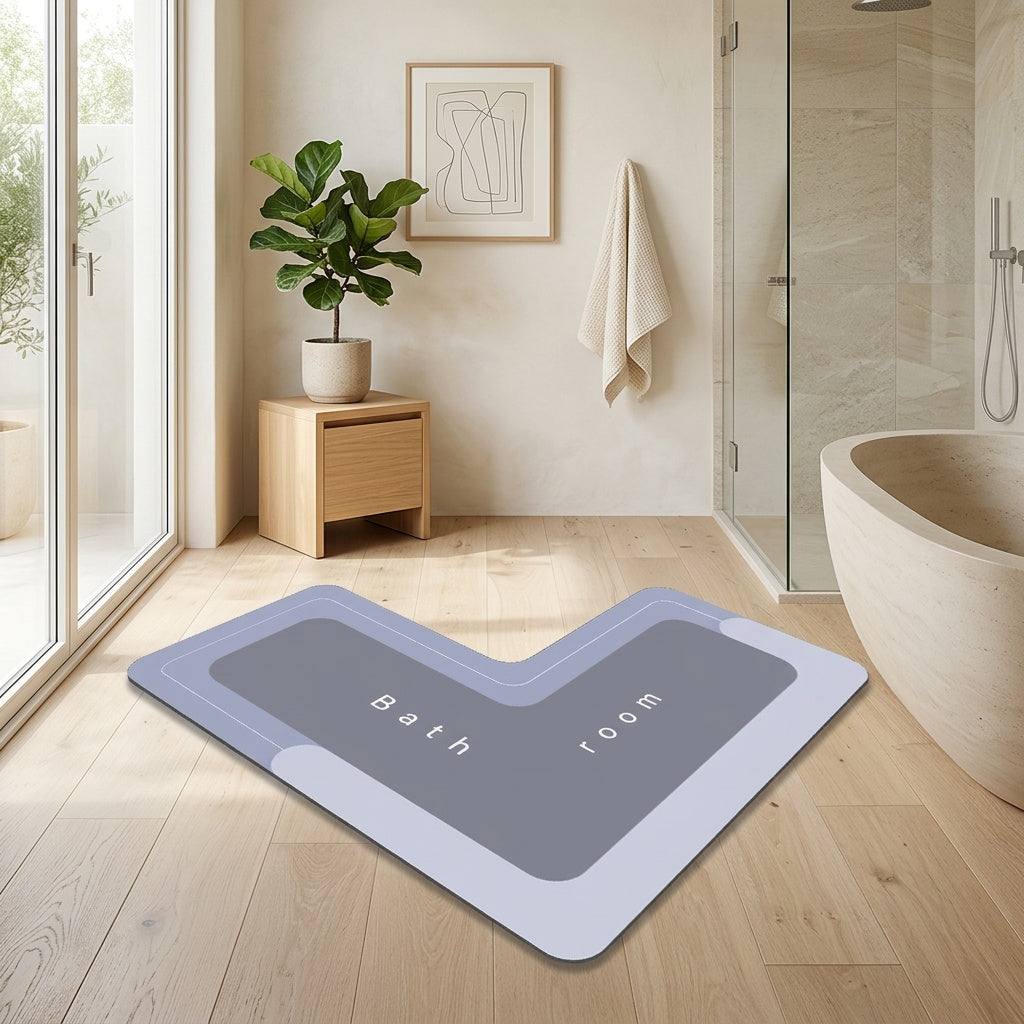 Tapis de salle de bain d'angle ultra plat, au sol