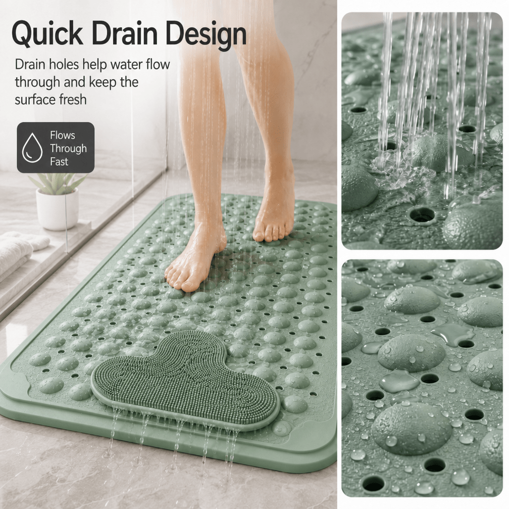 Tapis de salle de bain antidérapant TPE avec zone de massage