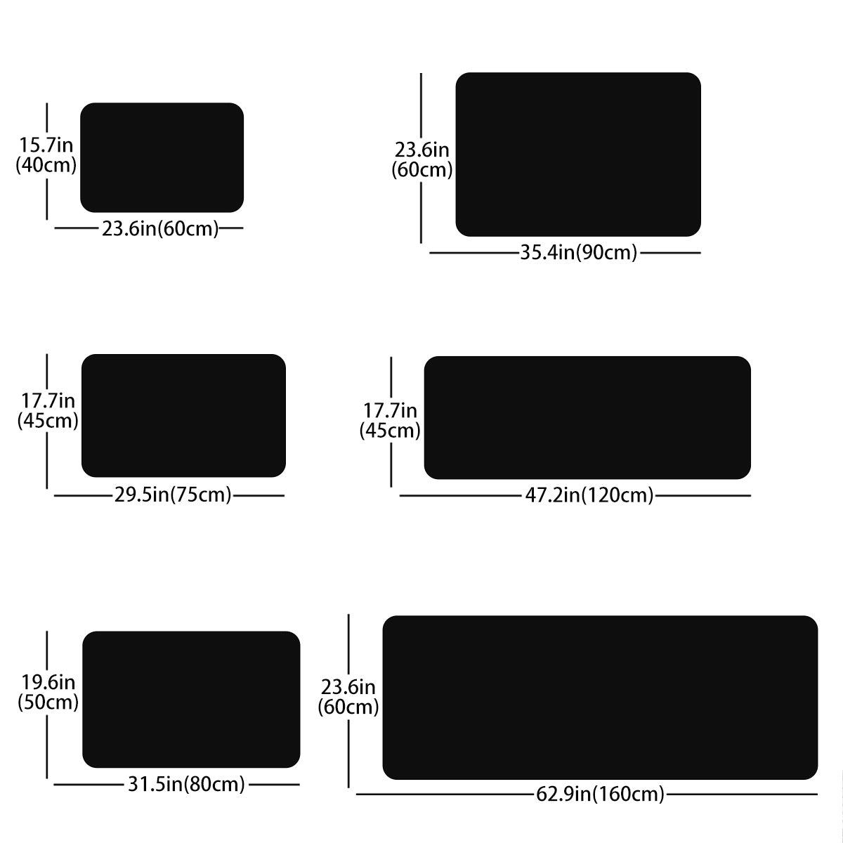 Tapis de salle de bain à arcs imprimés, six formats