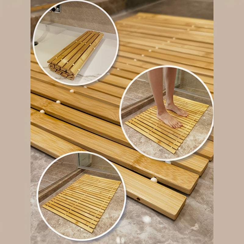 Tapis de salle de bain en bambou, dos caoutchouc