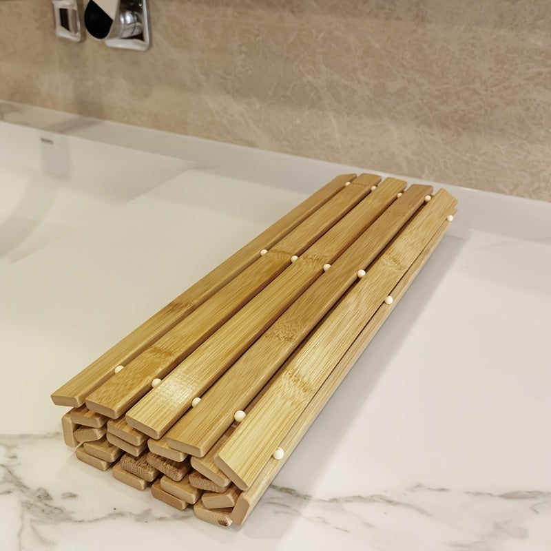 Tapis de salle de bain en bambou, dos caoutchouc