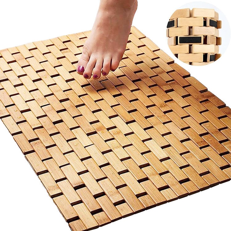 Tapis de salle de bain en bambou, tressage briques