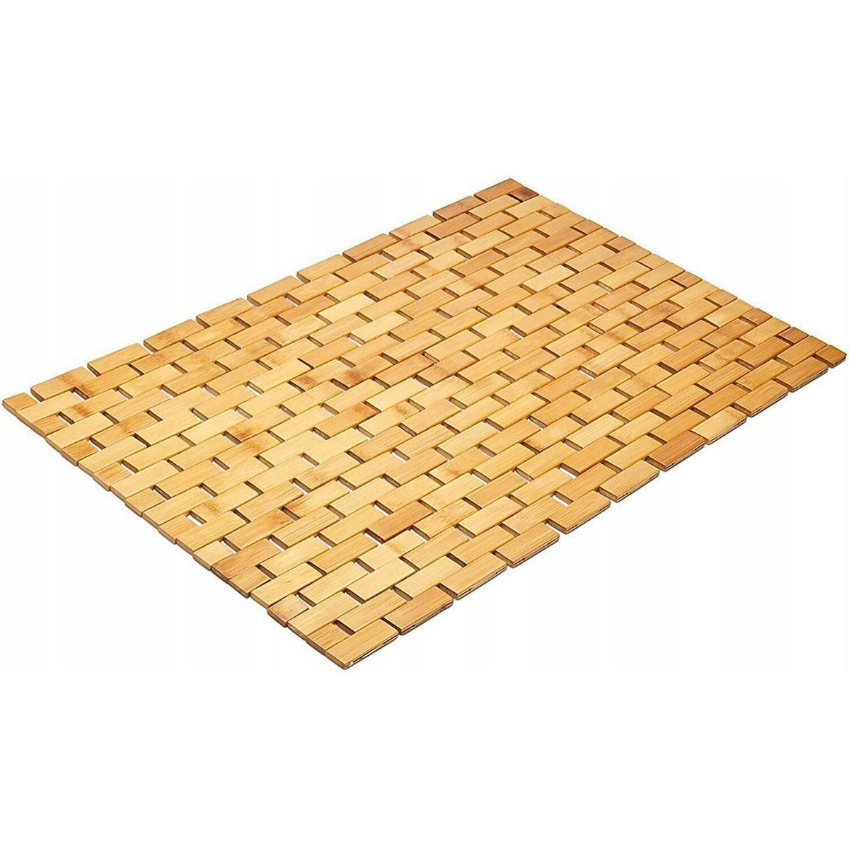Tapis de salle de bain en bambou, tressage briques