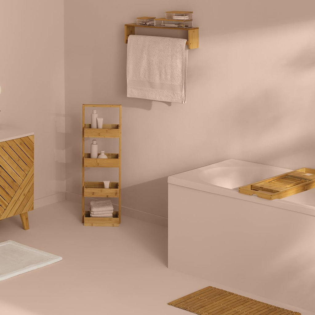 Tapis de salle de bain en bambou, caillebotis à rouler