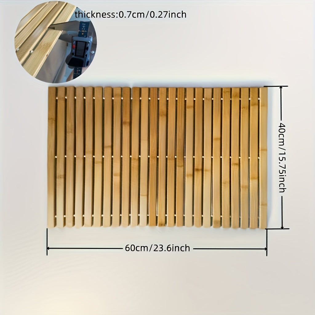 Tapis de salle de bain en bambou enroulable