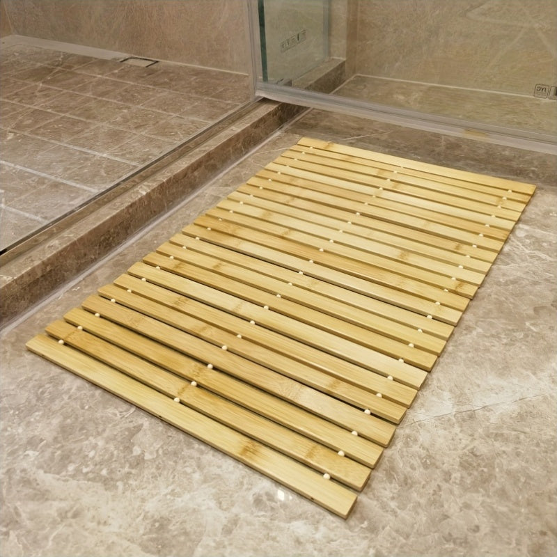 Tapis de salle de bain en bambou enroulable