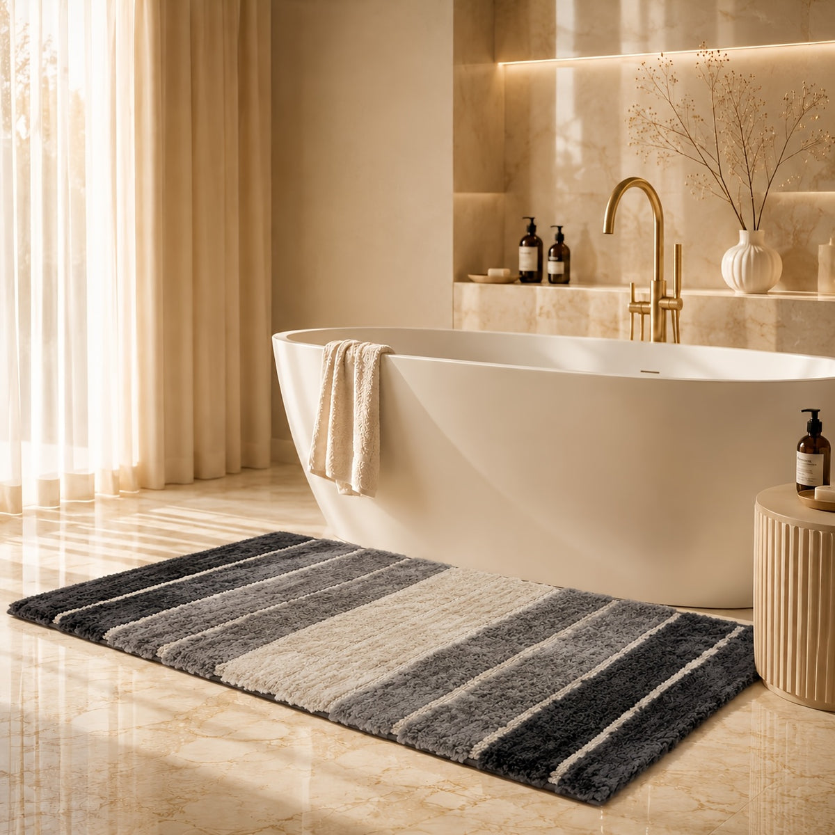 Tapis de salle de bain à bandes
