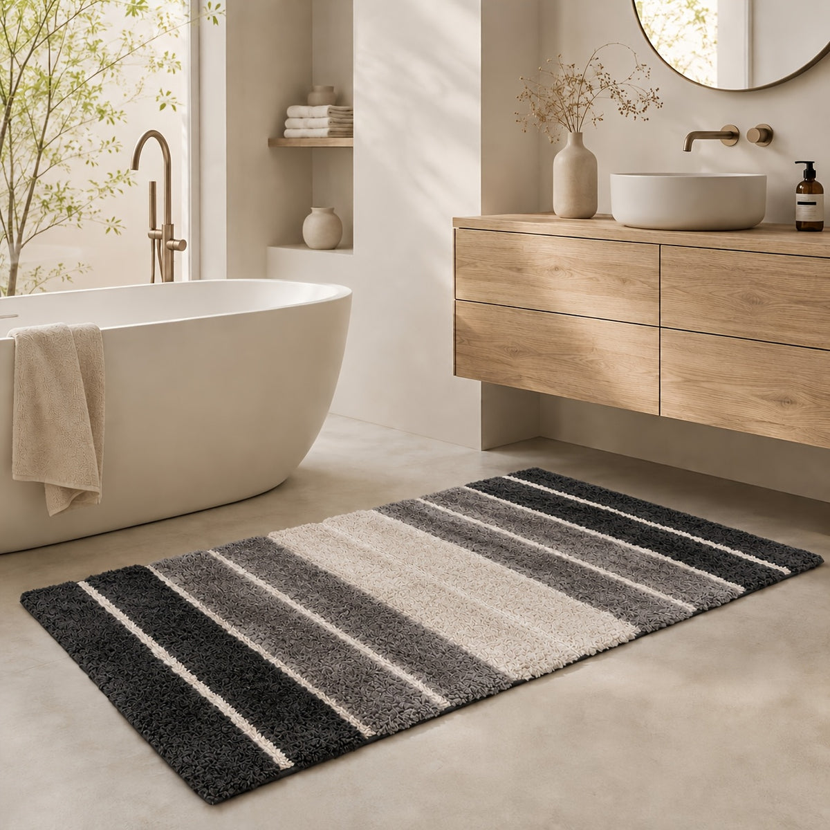 Tapis de salle de bain à bandes