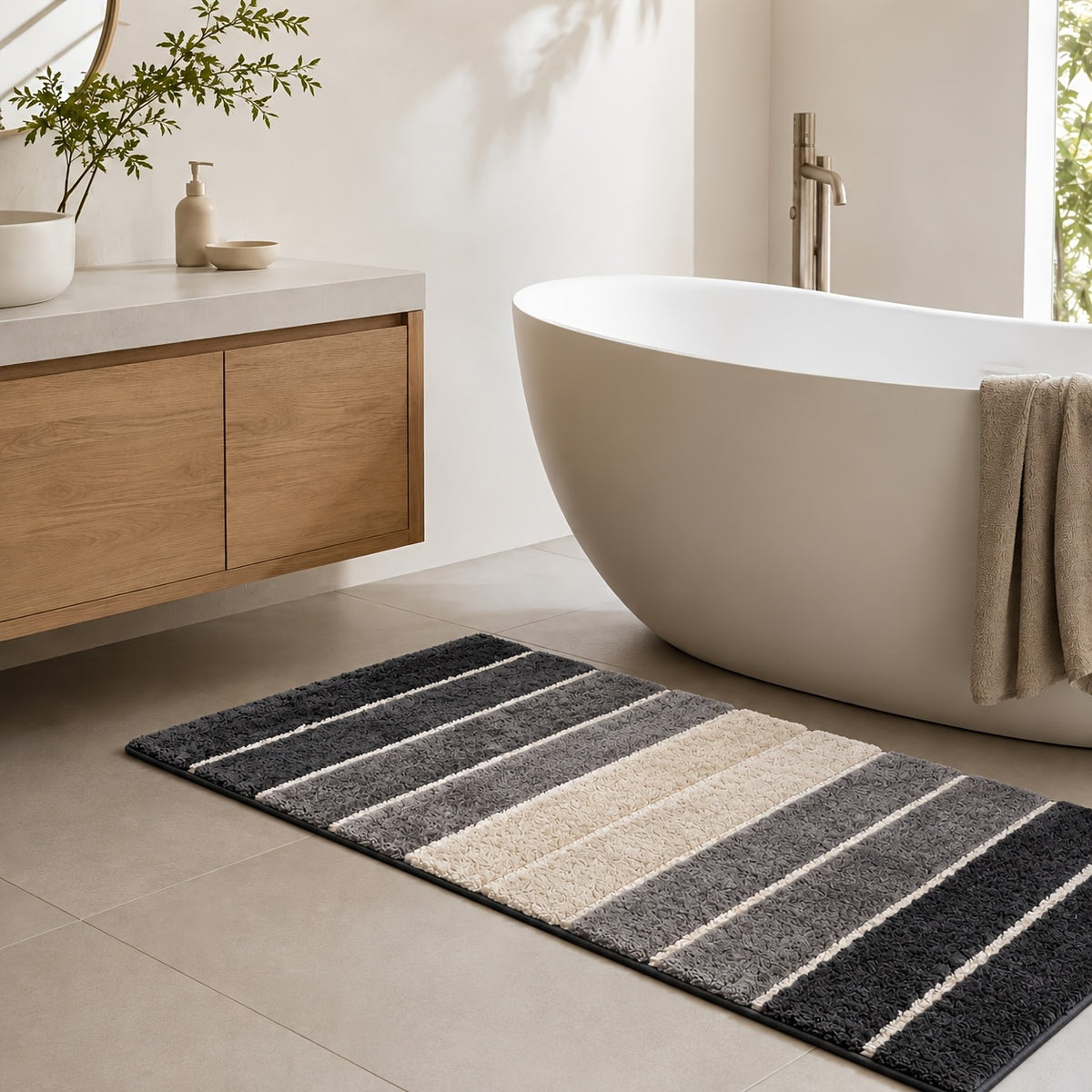 Tapis de salle de bain à bandes