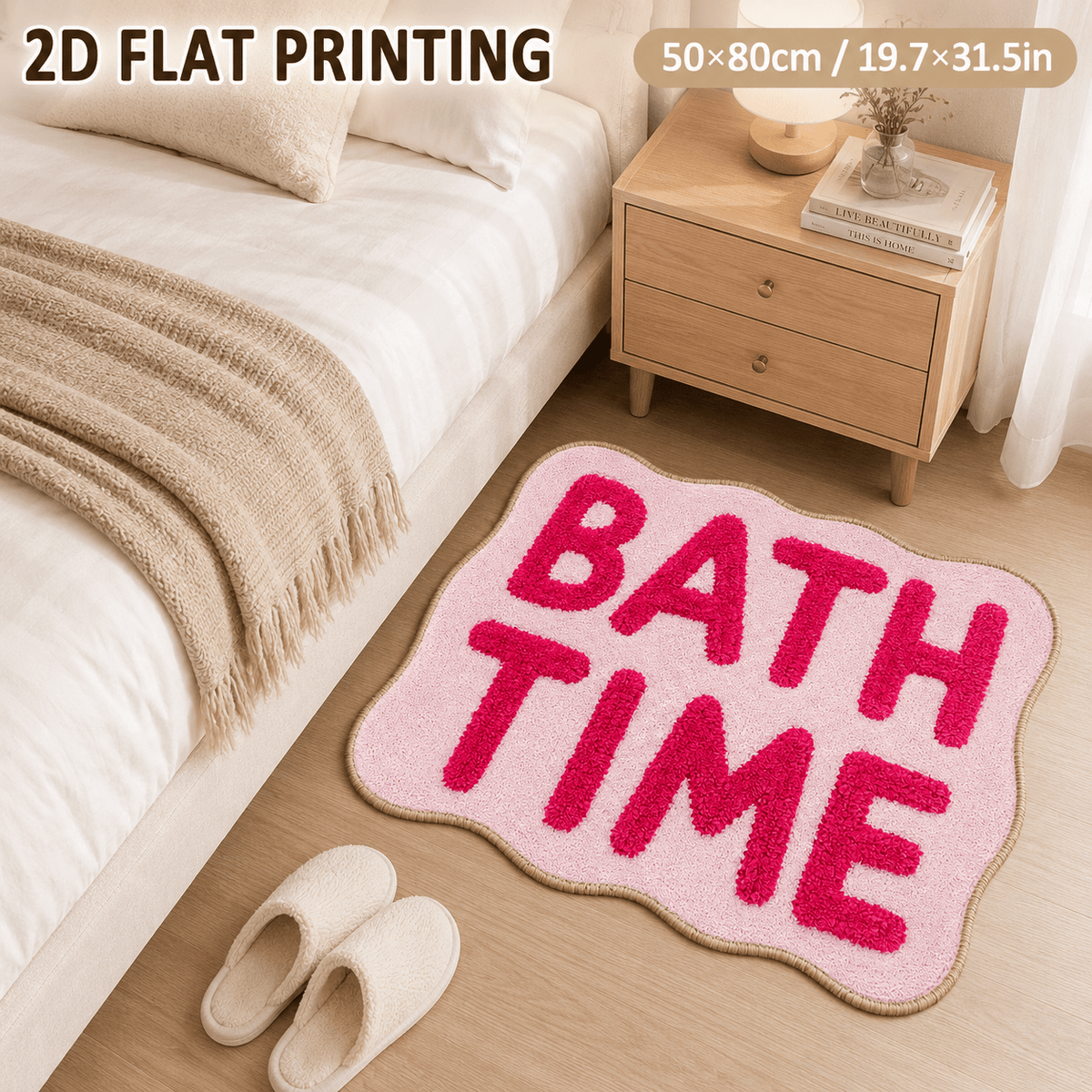 Tapis de salle de bain Bath Time à bords ondulés