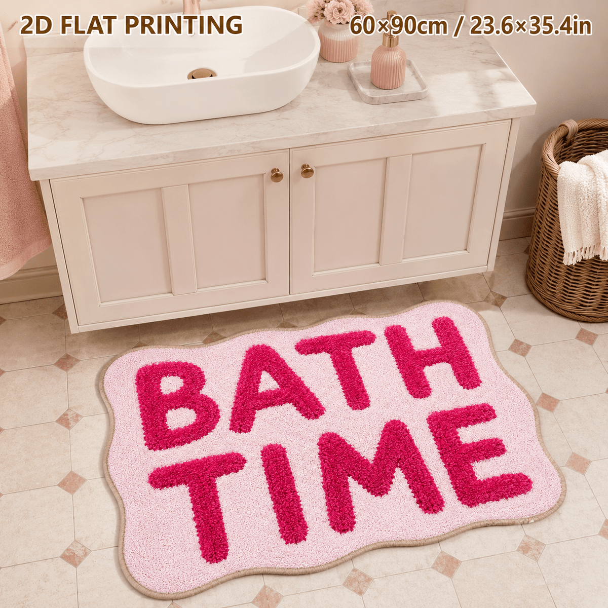 Tapis de salle de bain Bath Time à bords ondulés