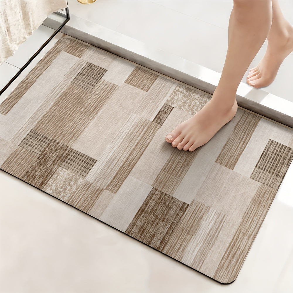 Tapis de salle de bain à bandes striées, ultra plat