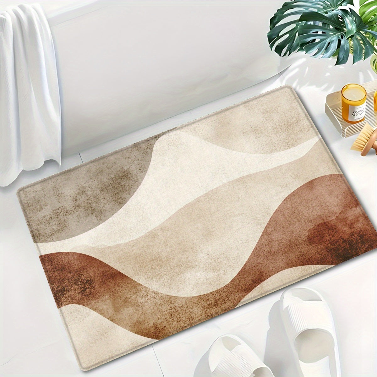 Tapis de salle de bain à vagues abstraites