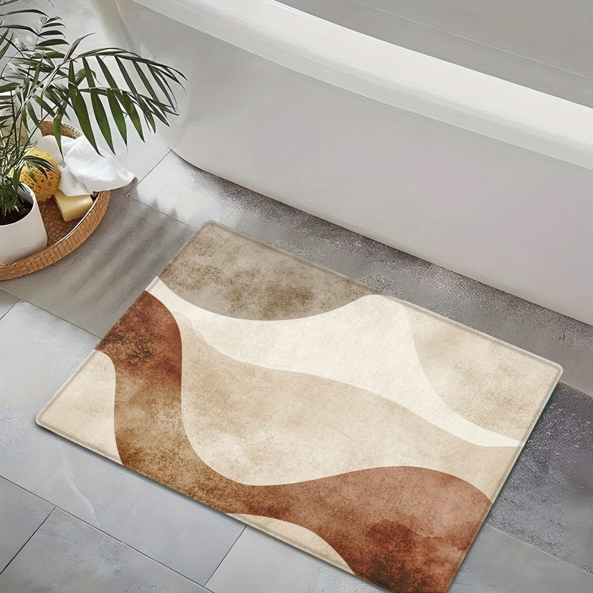 Tapis de salle de bain à vagues abstraites