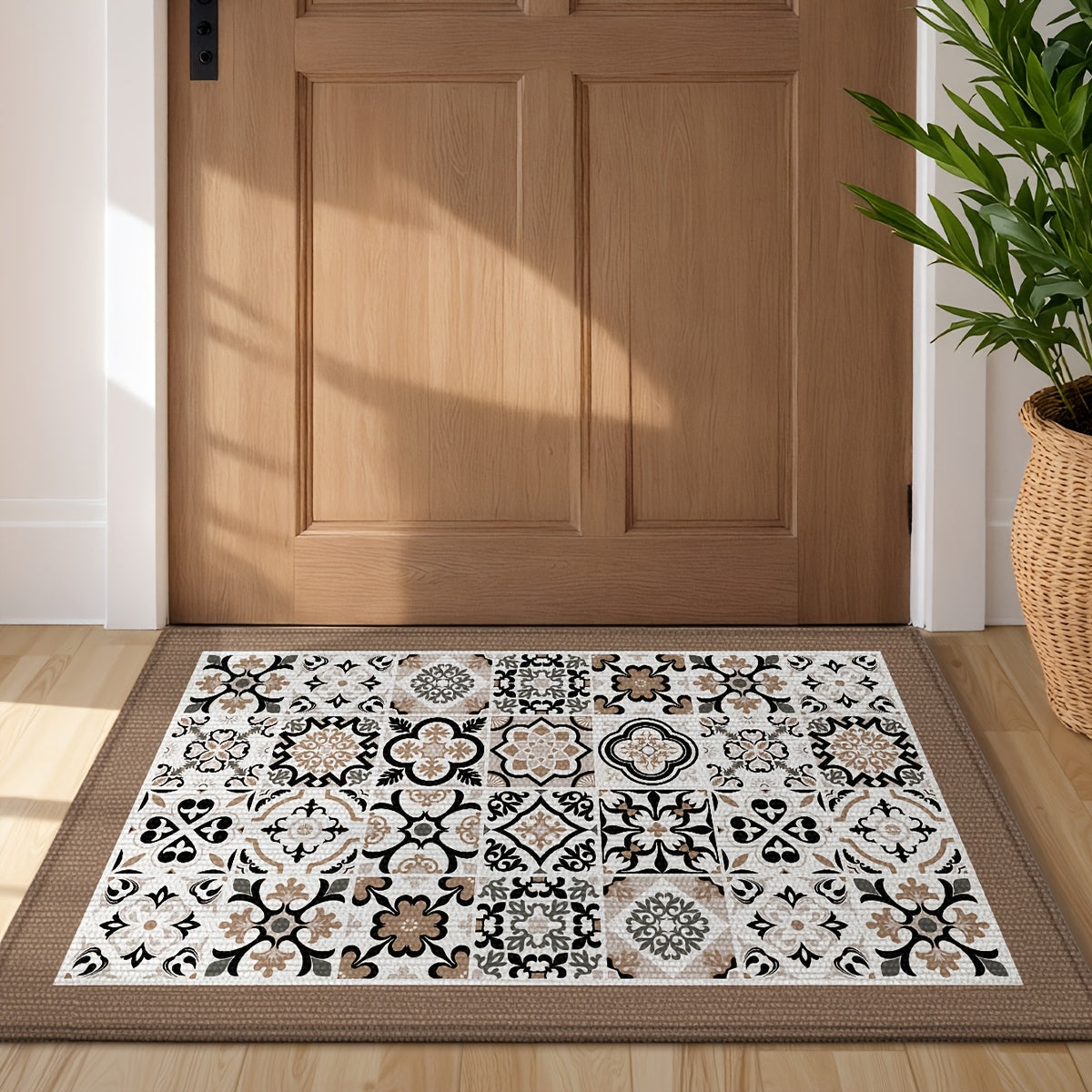Tapis de salle de bain à carreaux, velours 1 800 g/m²