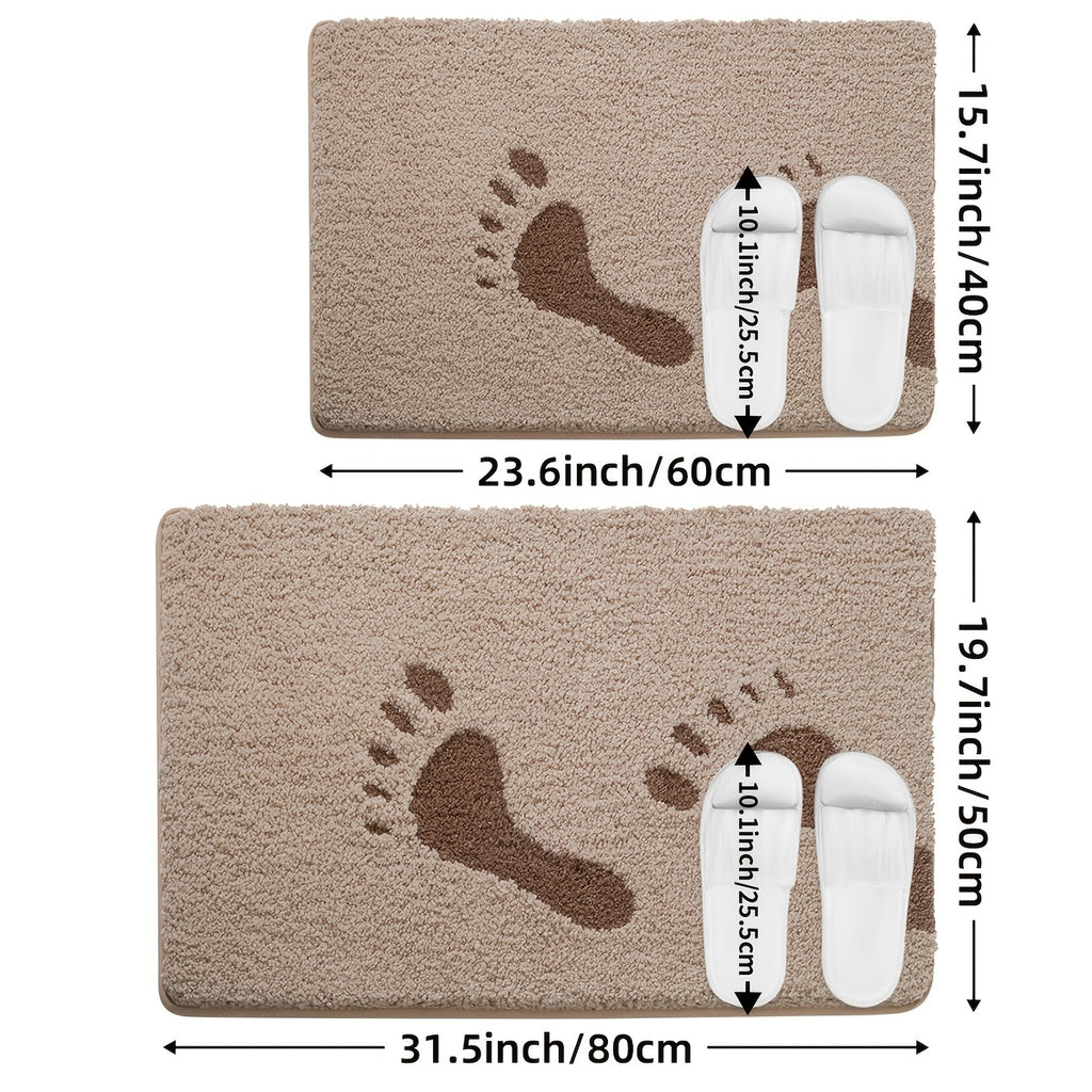 Tapis de salle de bain épais, motif empreintes de pas