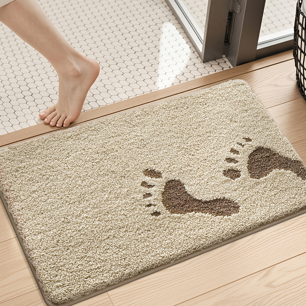 Tapis de salle de bain épais, motif empreintes de pas