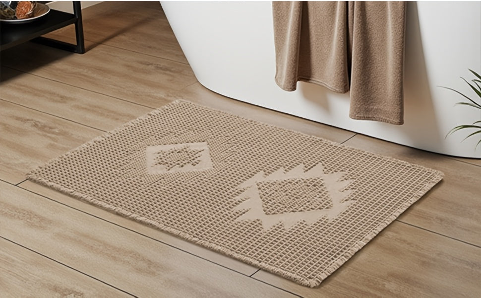 Tapis de salle de bain berbère à motif gaufré et franges