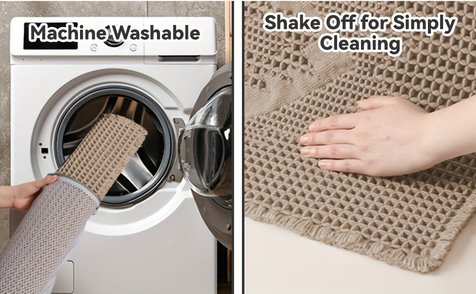 Tapis de salle de bain berbère à motif gaufré et franges
