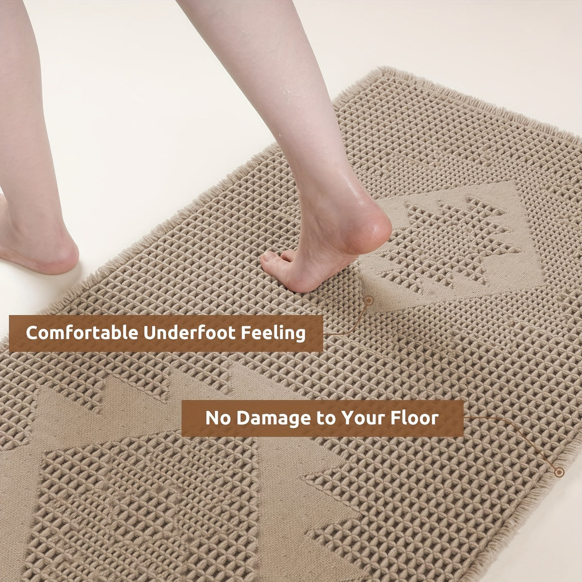 Tapis de salle de bain berbère à motif gaufré et franges