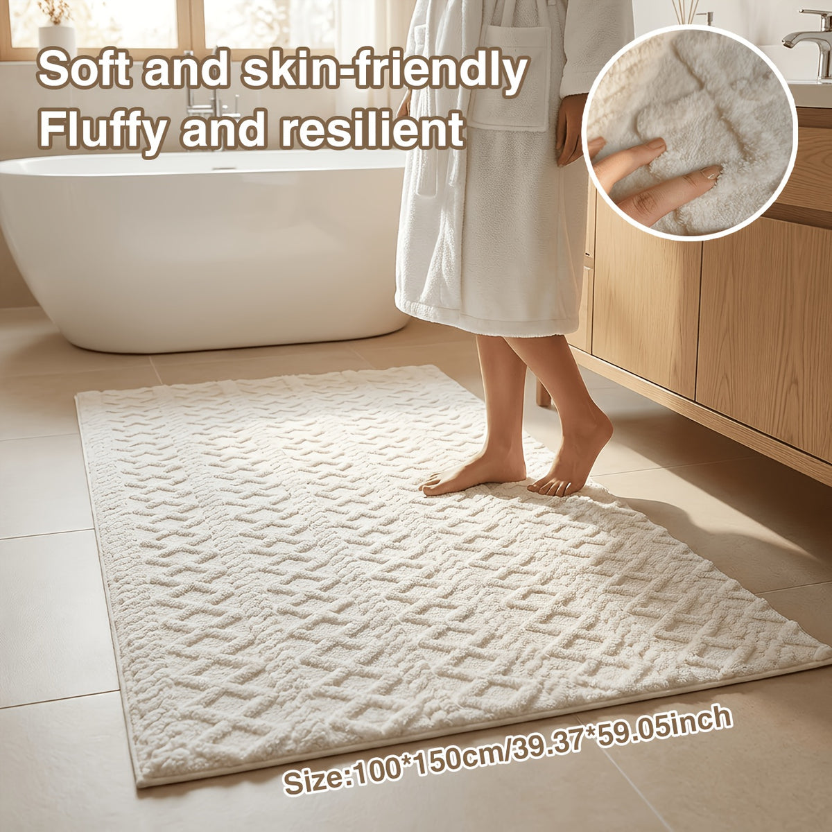 100*150cm/39.37*59.05 Pouces / Tapis Long - Blanc