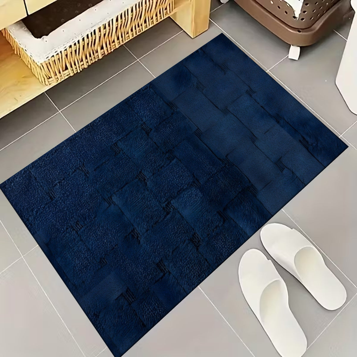 Tapis de salle de bain à damier texturé