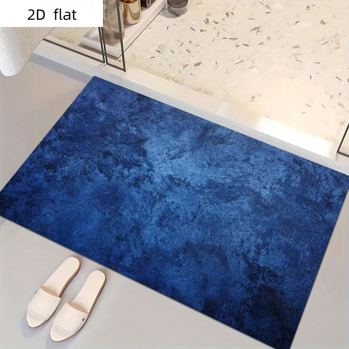 Tapis de salle de bain marbré, plat
