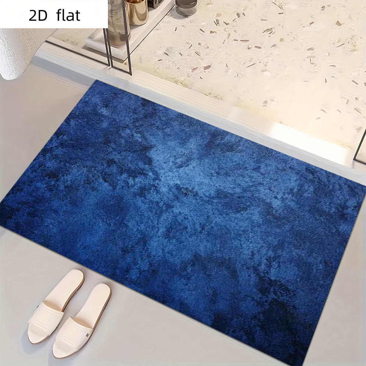 Tapis de salle de bain marbré, plat