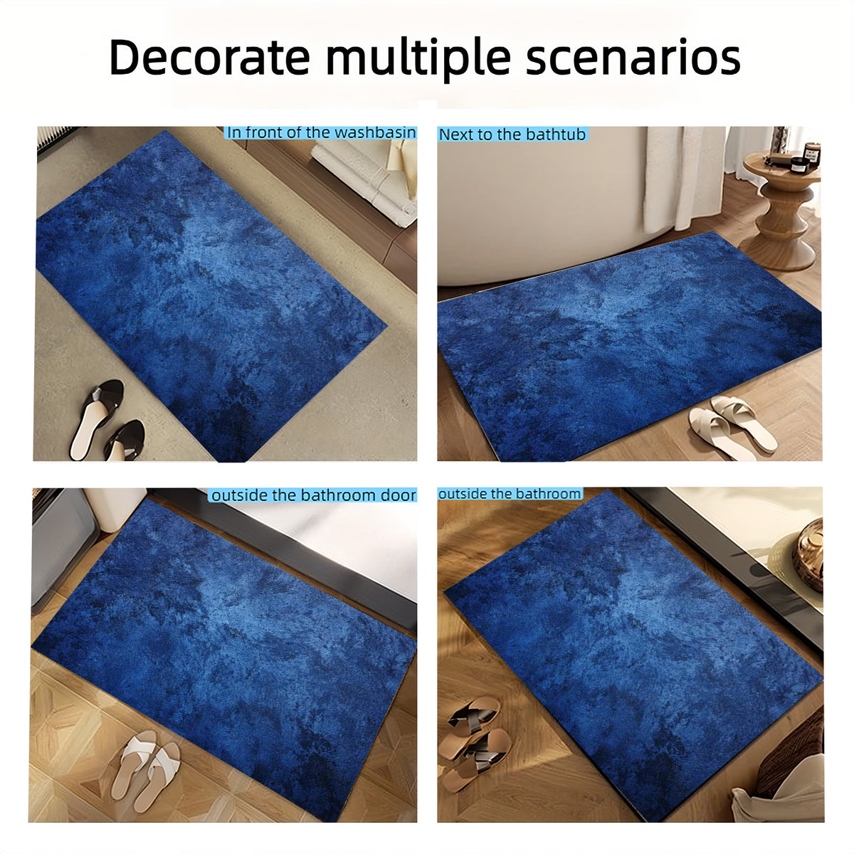 Tapis de salle de bain marbré, plat