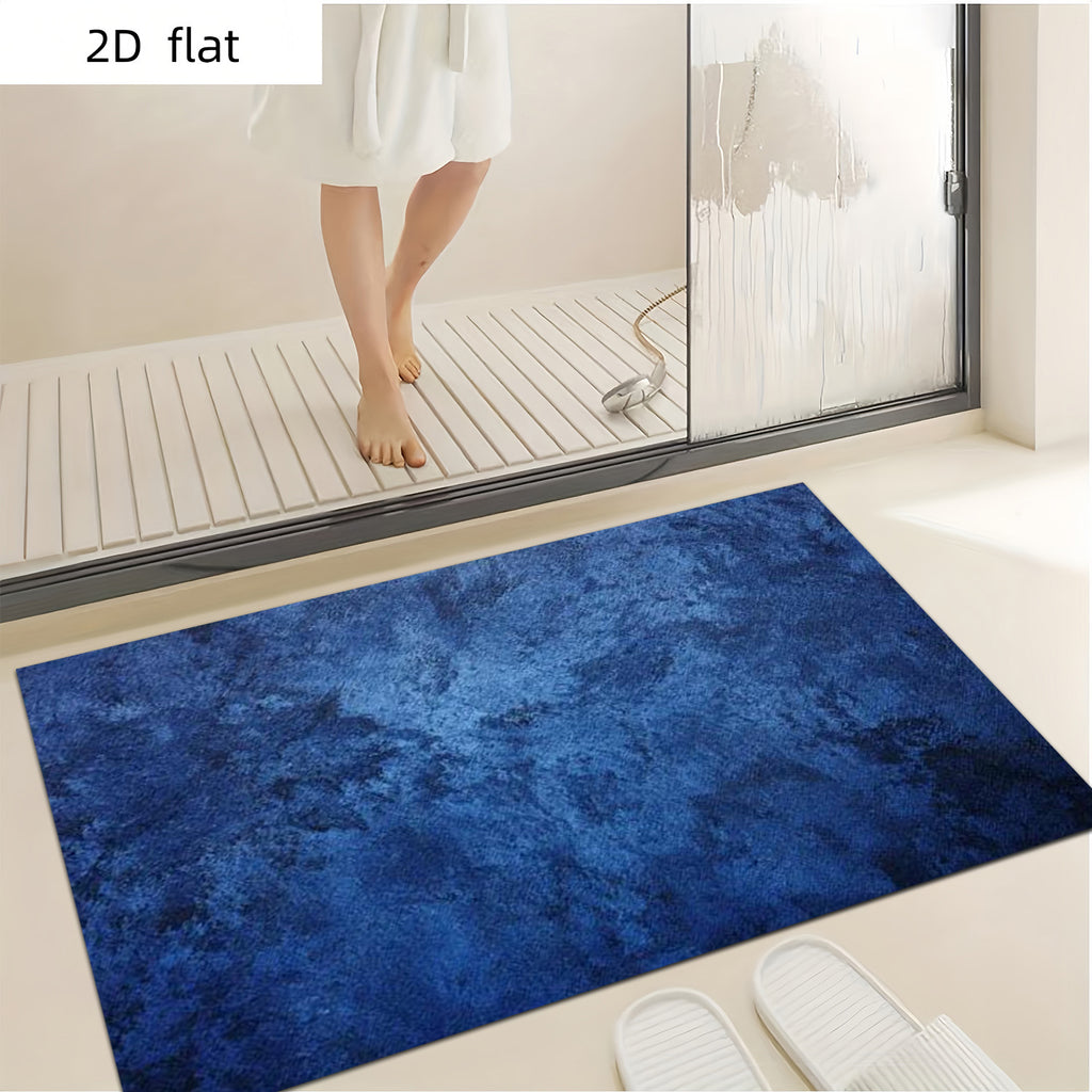 Tapis de salle de bain marbré, plat