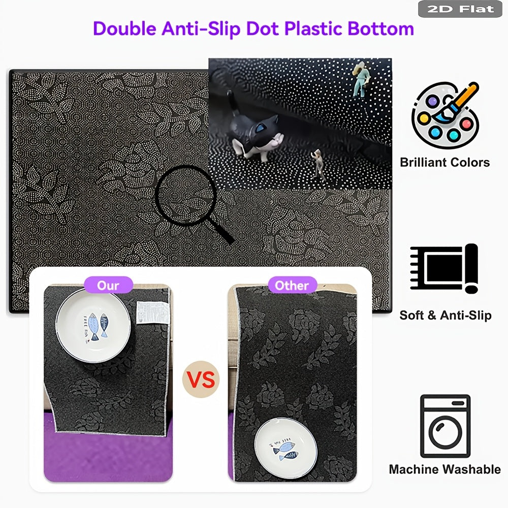 Tapis de salle de bain à rayures ondulées, velours plat