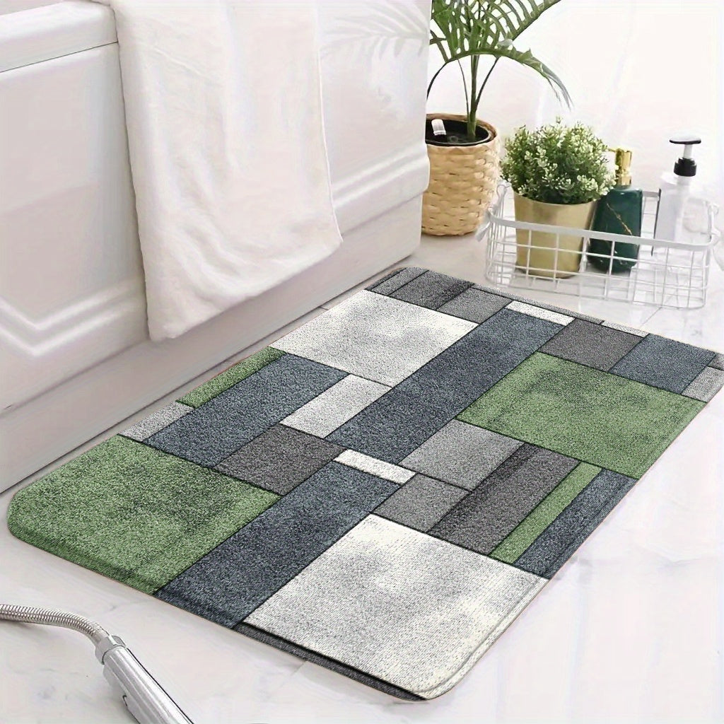 Tapis de salle de bain à blocs géométriques