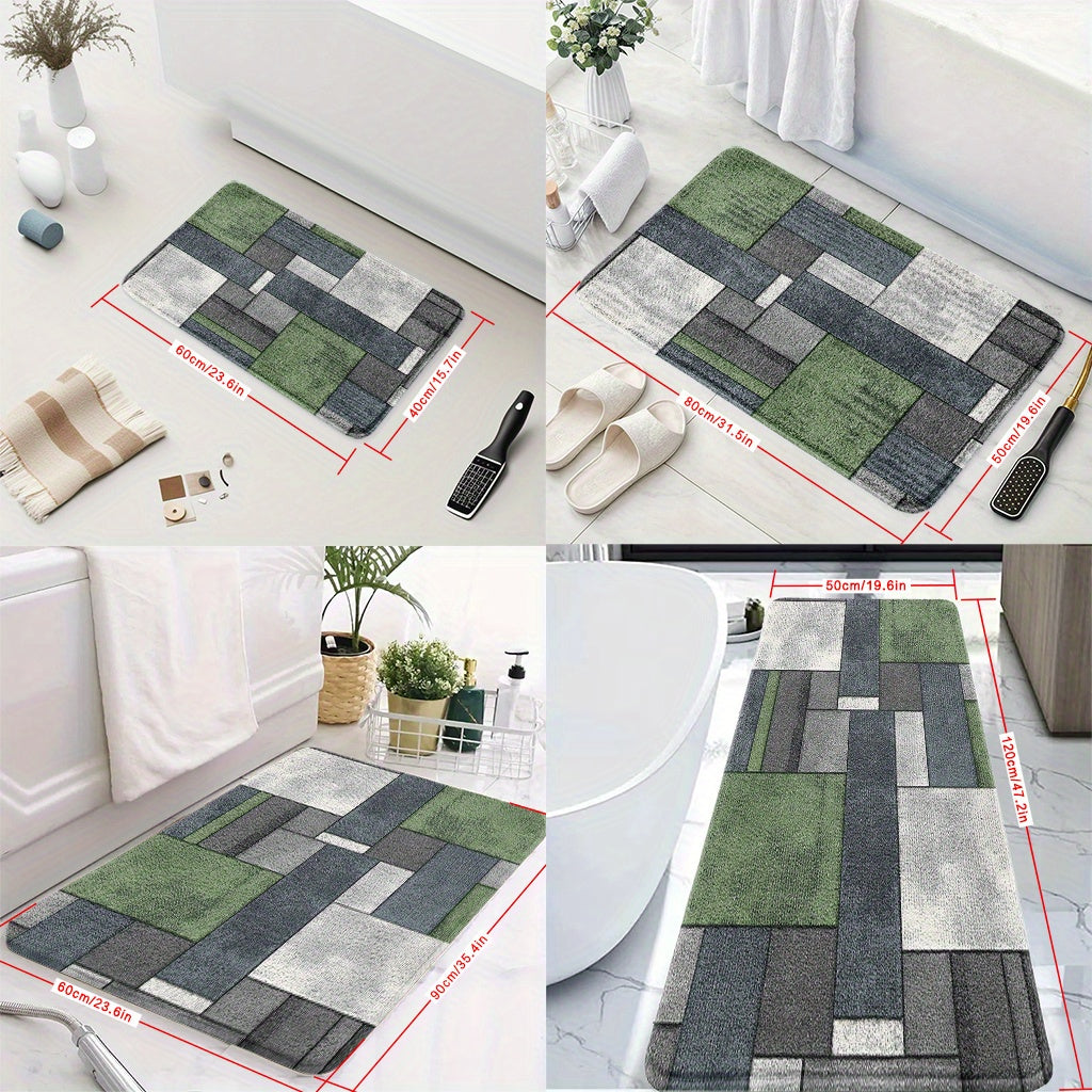 Tapis de salle de bain à blocs géométriques