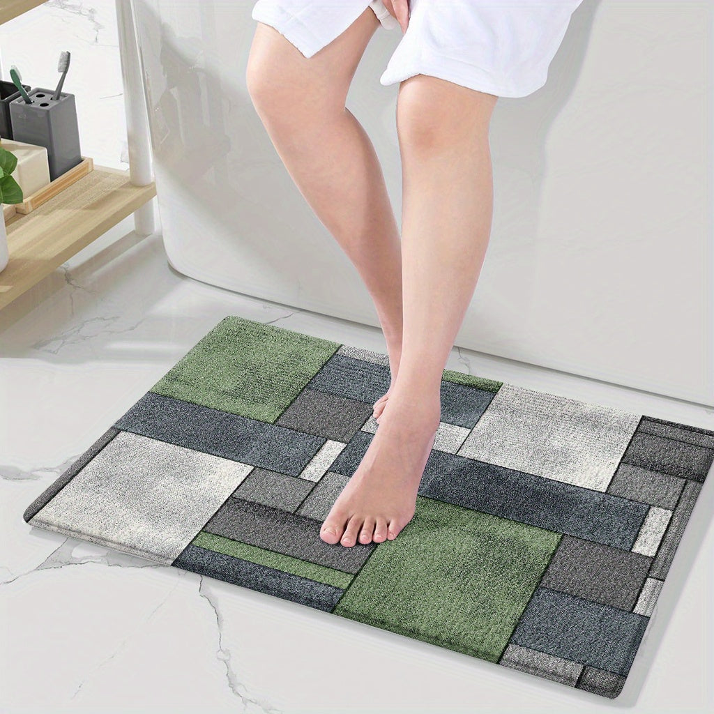 Tapis de salle de bain à blocs géométriques