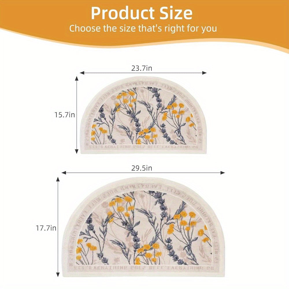 Tapis de salle de bain boho demi-lune, lavandes et mimosa