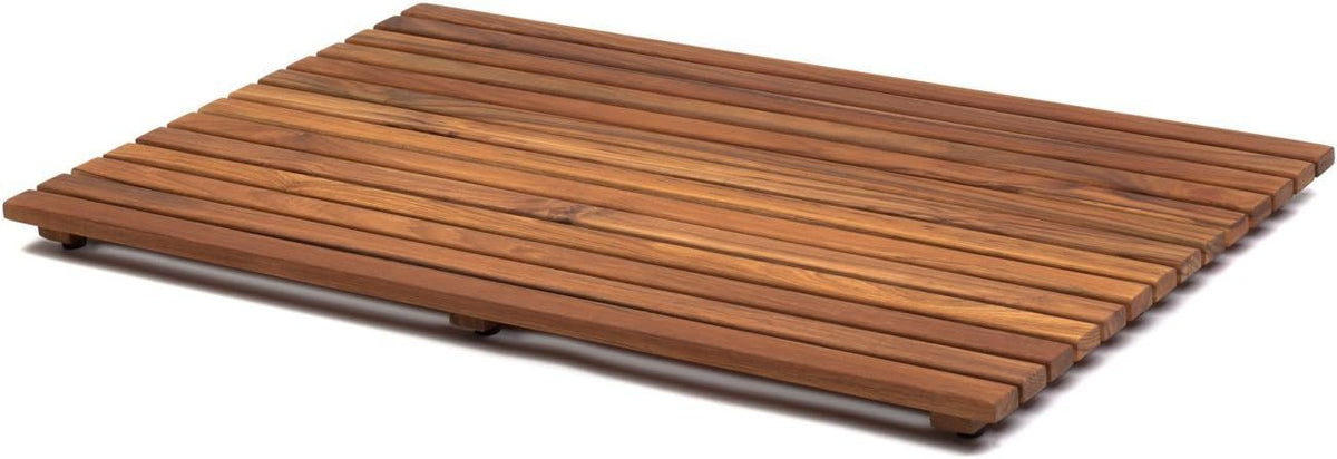 Tapis de salle de bain en bois verni, sur pieds