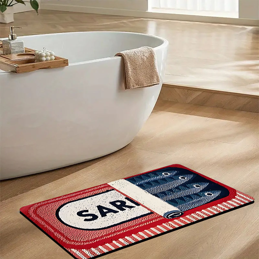 Tapis de salle de bain imprimé boîte de sardines, format long