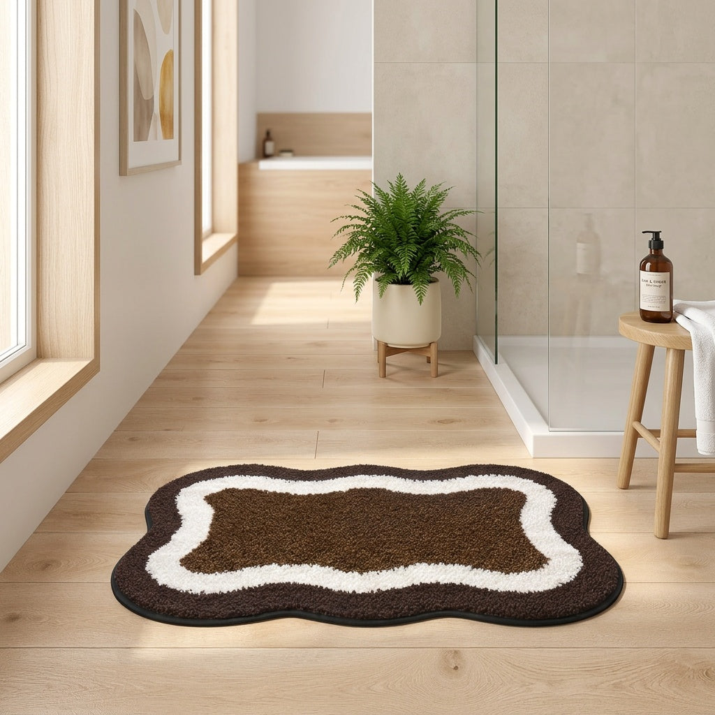 Tapis de salle de bain au contour ondulé, dos en TPR