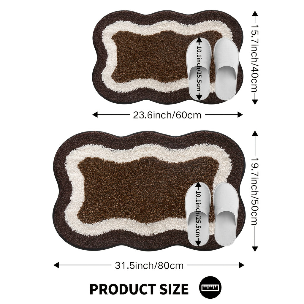 Tapis de salle de bain au contour ondulé, dos en TPR