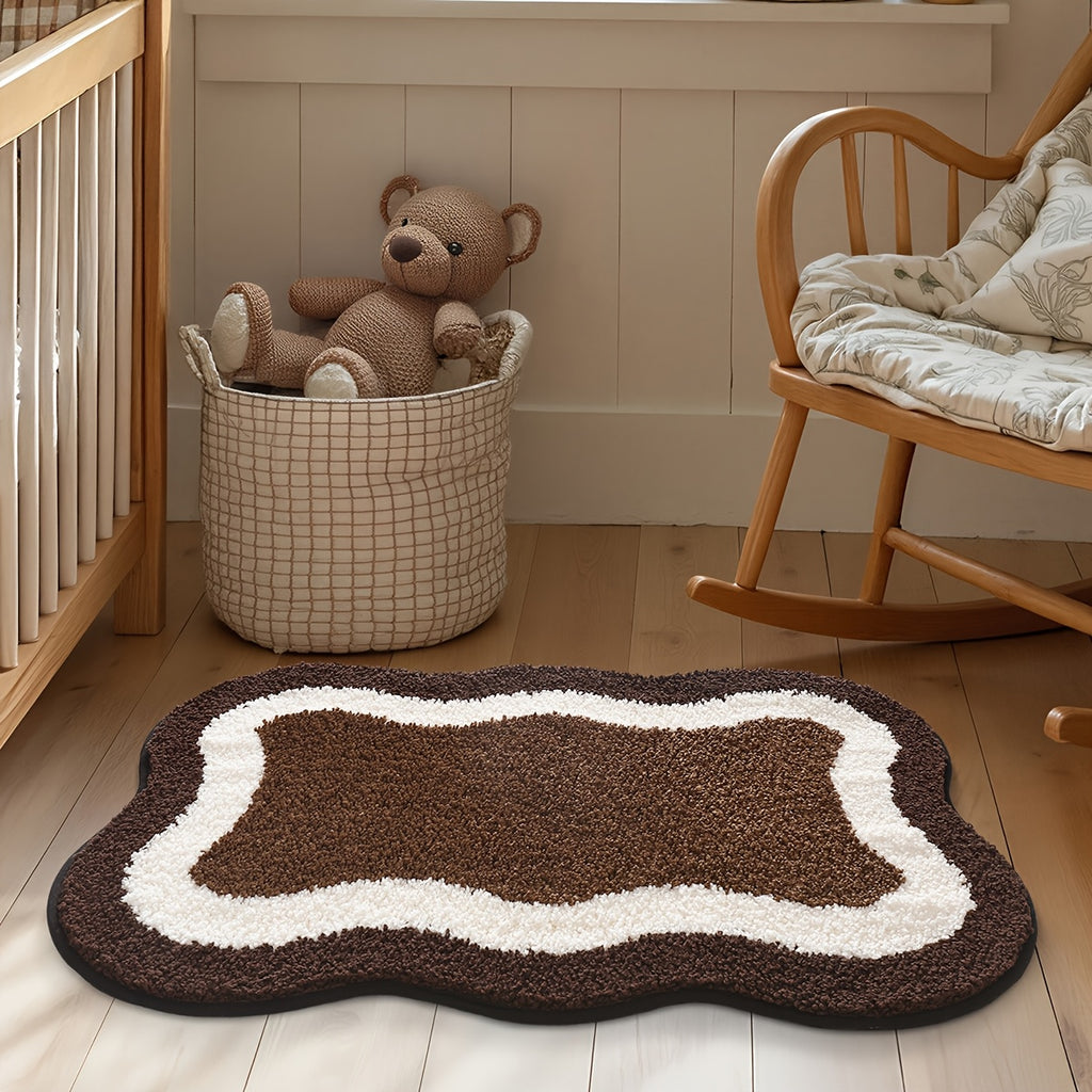 Tapis de salle de bain au contour ondulé, dos en TPR