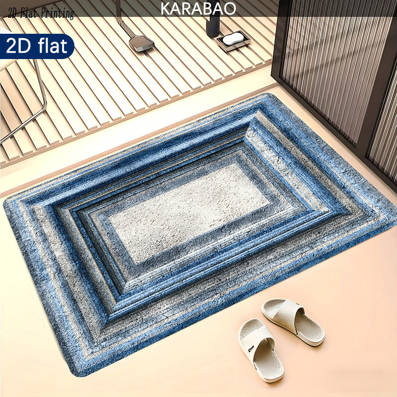 Tapis de salle de bain à cadres concentriques denim