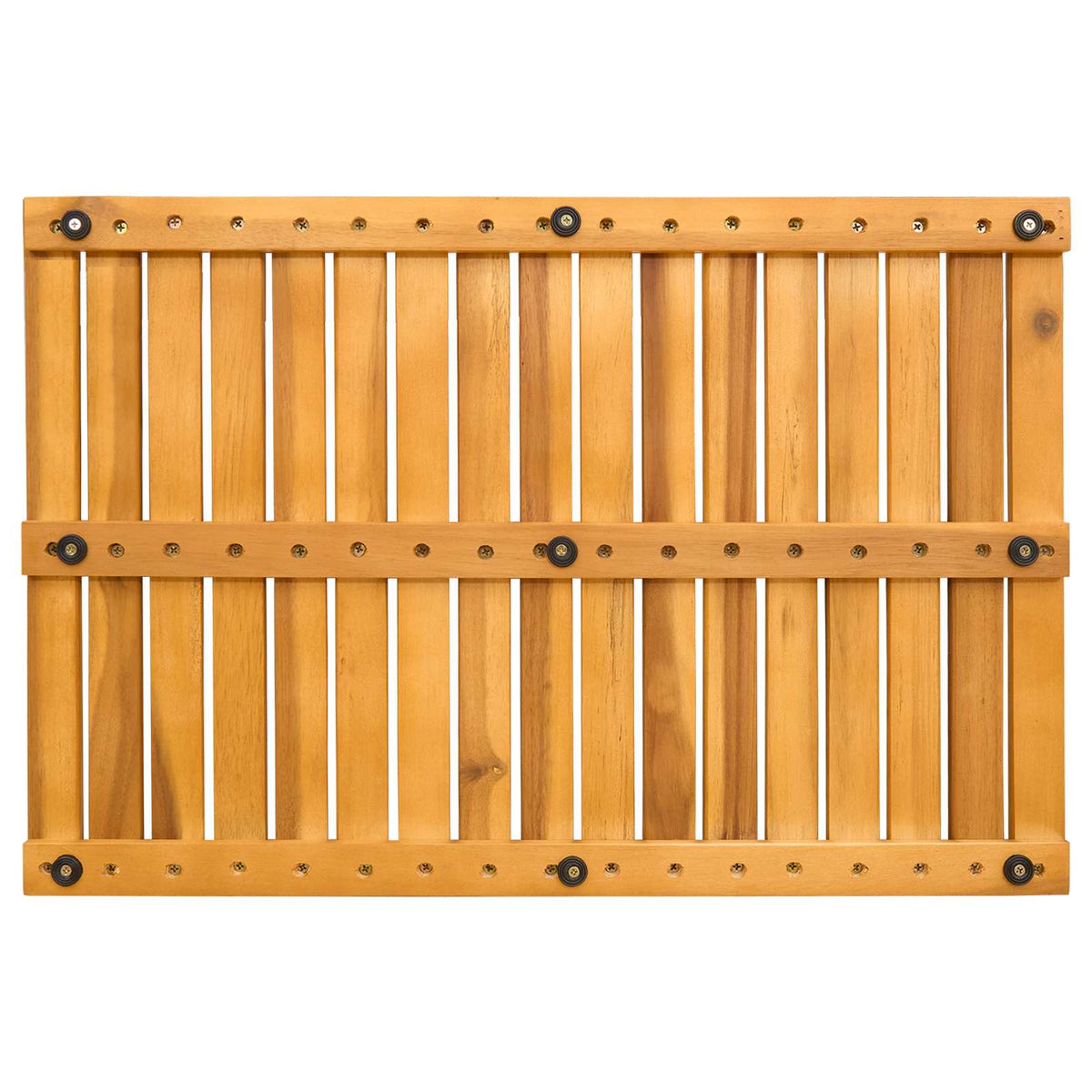 Tapis de bain caillebotis en bois massif verni, 3 formats